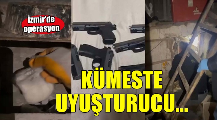 İzmir de kümeste silah ve uyuşturucu ele geçirildi