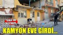 Freni boşalan kamyon eve girdi!