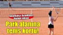 Güzelbahçe'de park alanlarına tenis kortu!